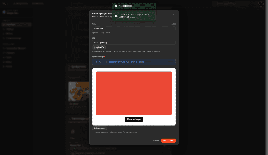 Creating a spotlight item in the merchant portal