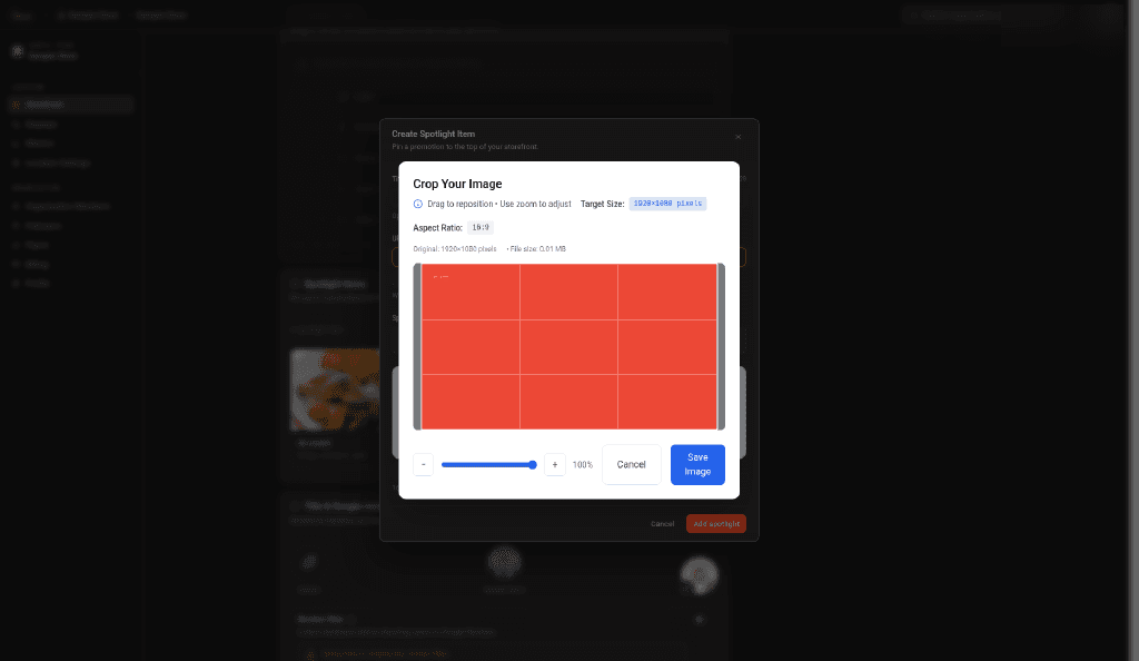 Cropping a spotlight image for the storefront