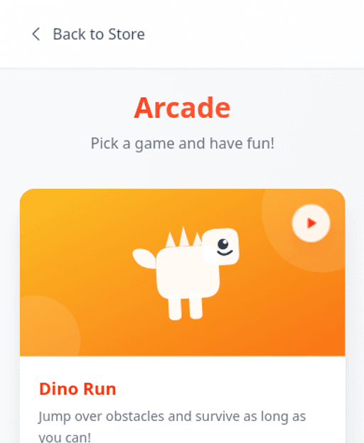 Games on the Qbon demo storefront